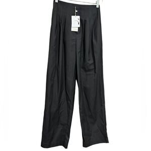 NWT Commense Pleated High Waisted Wide Leg Black Pants Size X-SMALL